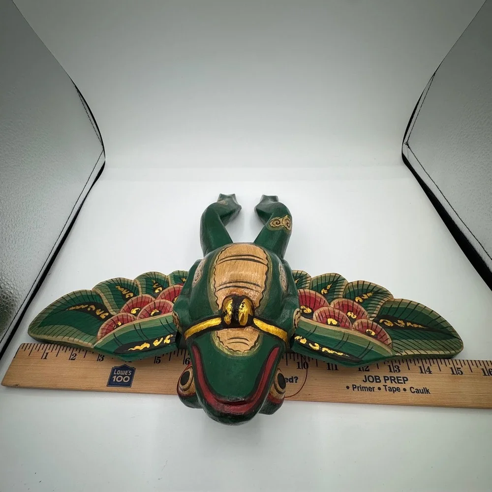 VTG Balinese Flying Frog Spirit Chaser Wood Hand Carved & Painted- Folk Art